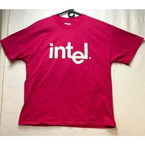 Intel shirt mens XL 1993 Portland Rose Festival short sleeve made USA pink